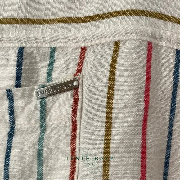 VOLCOM Multi Stripe Girls Button Down Top | L / 14 - Picture 6 of 13